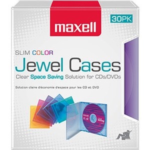 Maxell Jewel Cases Slim Line - Color 30 Pack - Hp