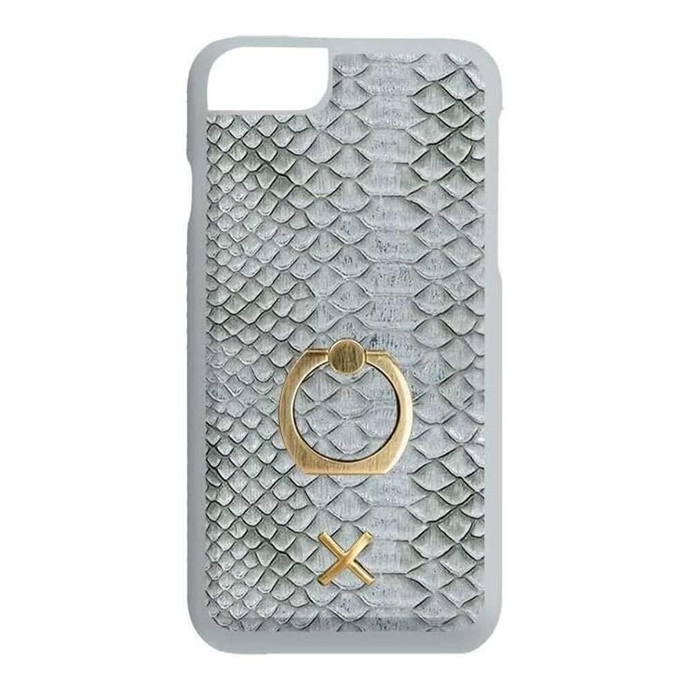 Candywirez Funda de piel de cocodrilo vegana con anillo de soporte para iPhone 7 - Soporte de anillo - Banda a prueba de golpes - Plata - Xiaomi