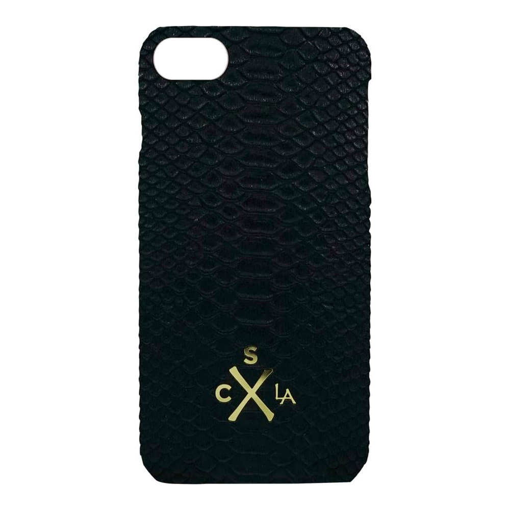 Candywirez Funda de Piel de Cocodrilo Vegana para iPhone 7 Plus - Negro - Banda a Prueba de Golpes - Forro Interior de Goma - Xiaomi