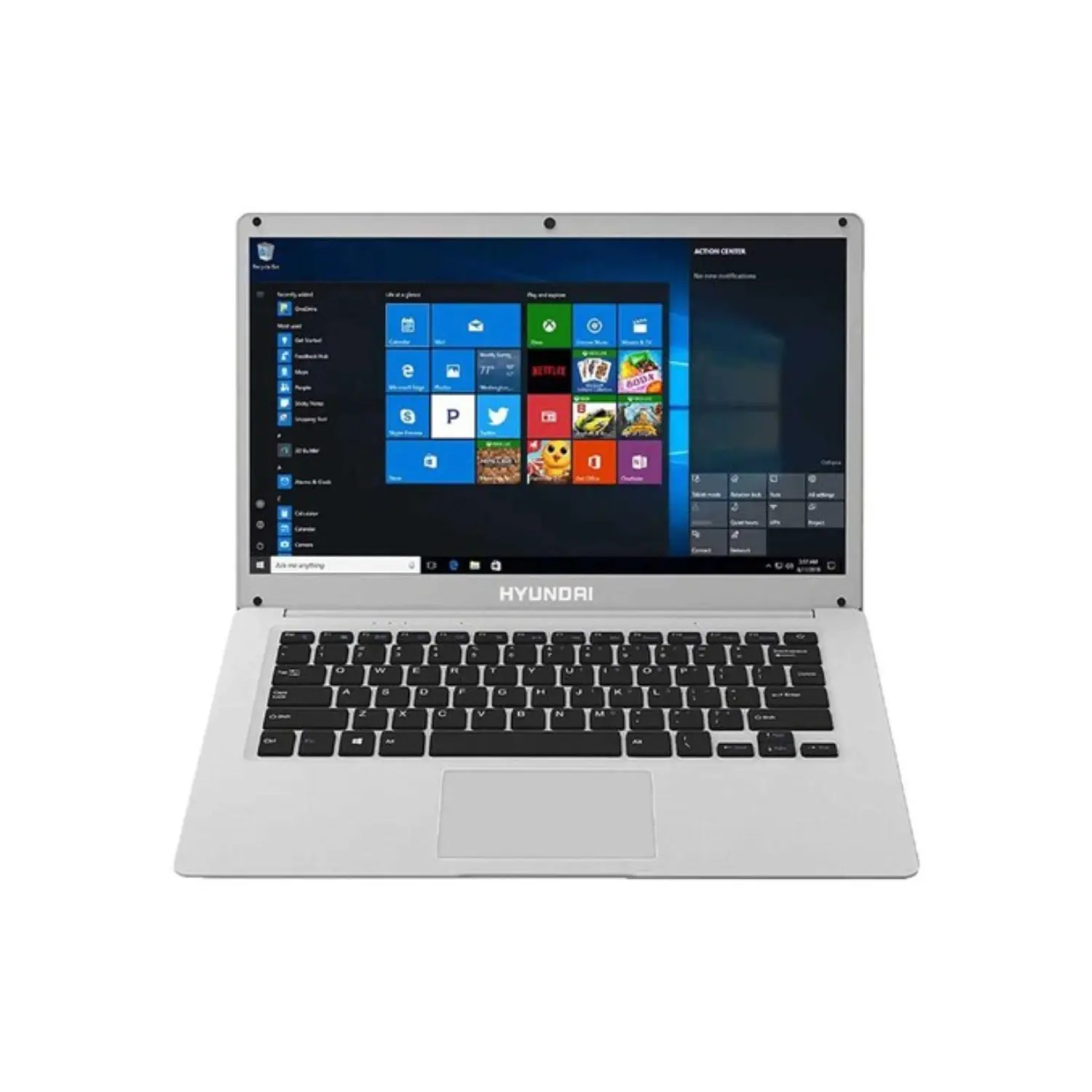 Hyundai HyBook 14.1 HD Reacondicionada Grado B Intel N3350 4GB RAM 64GB 1TB HDD Windows 10 Home Laptop ligera en color gris - Hewlett Packard