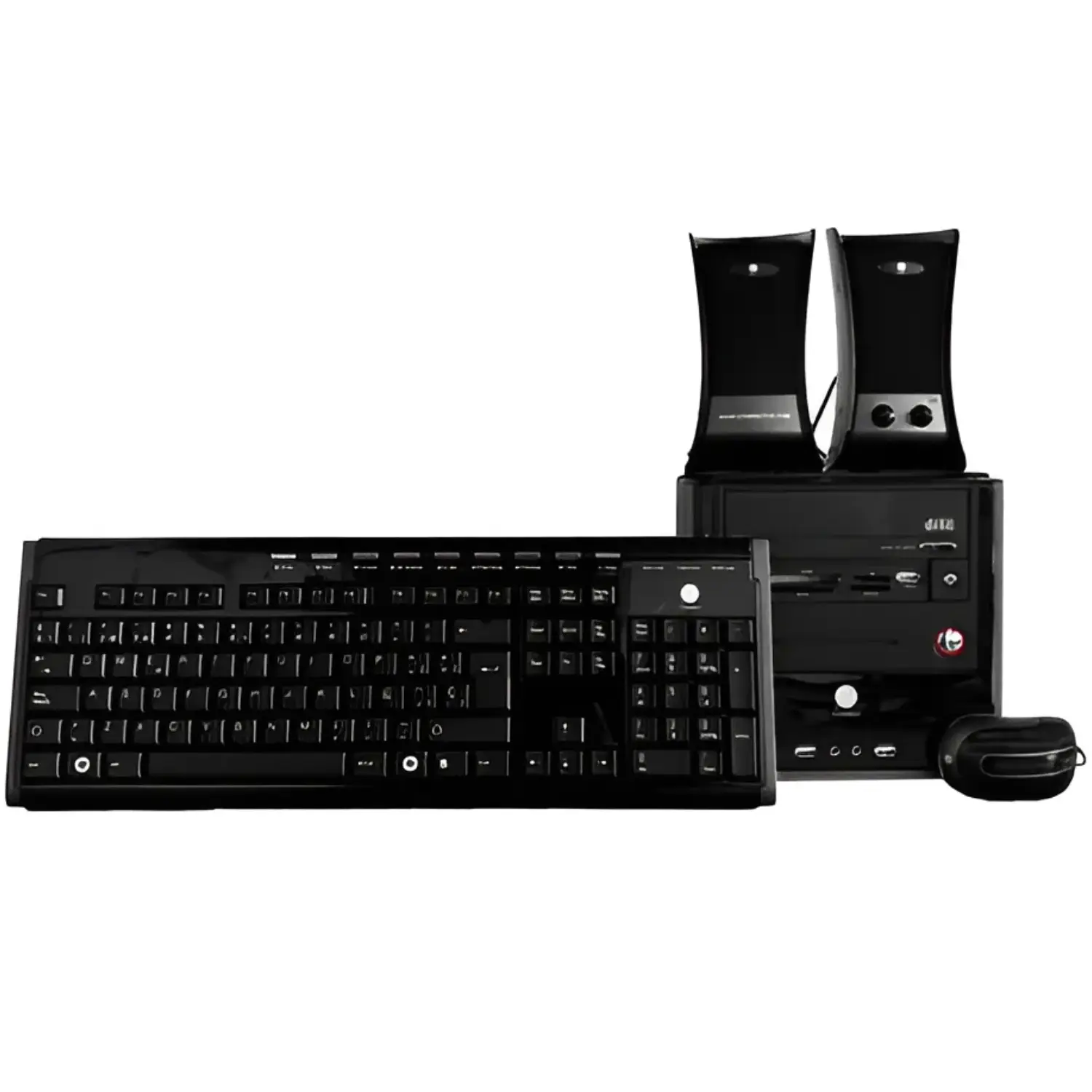 Gabinete Connect con Fuente de Poder Kit Completo 4-en-1 Teclado USB Mouse Óptico Bocinas Jack 3.5mm Color Negro - Shuttle