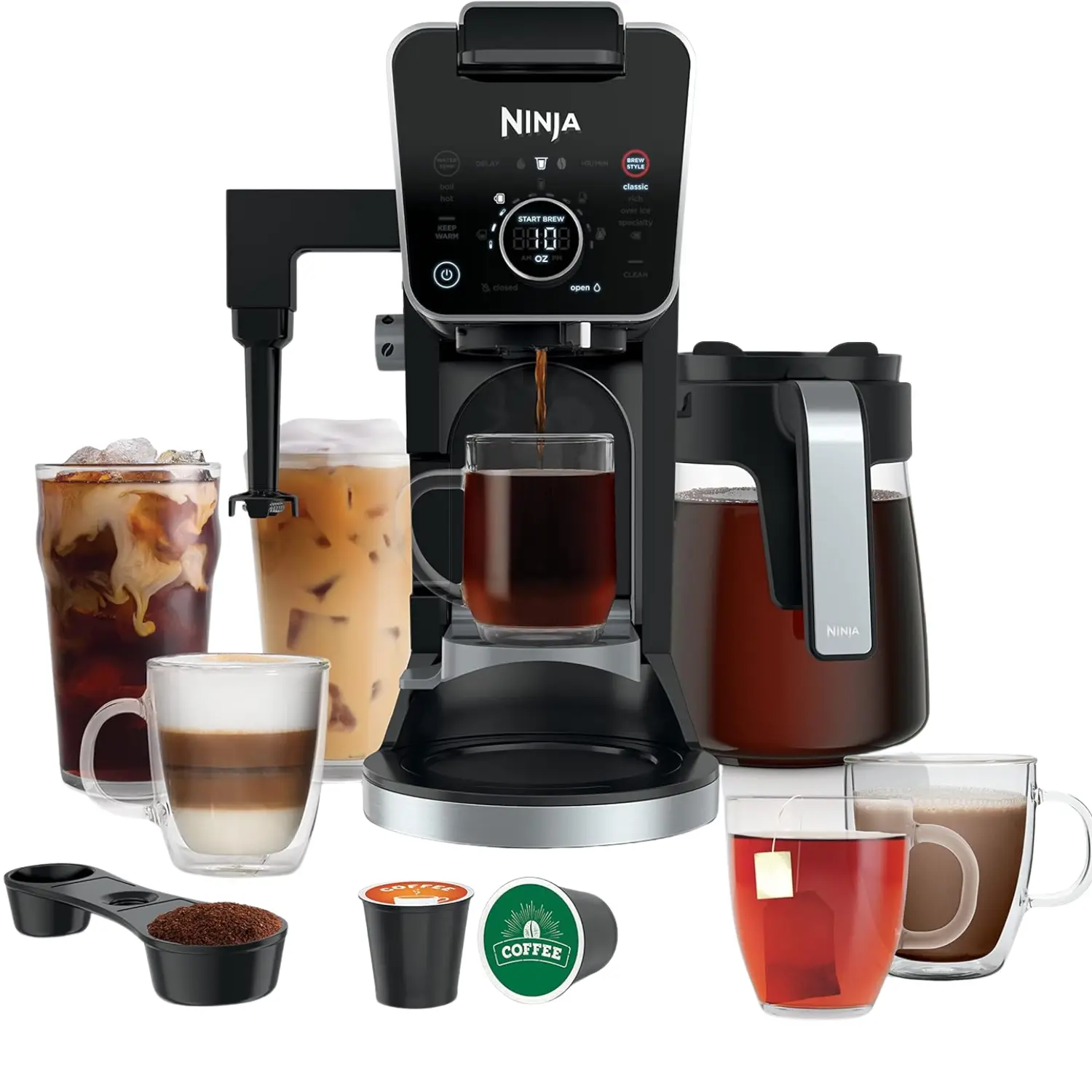 Ninja DualBrew Pro Specialty Coffee System Cafetera 3-en-1 Pod Single-Serve y 12 Tazas Espumador Integrado Depósito XL Canadian Version - Ninja