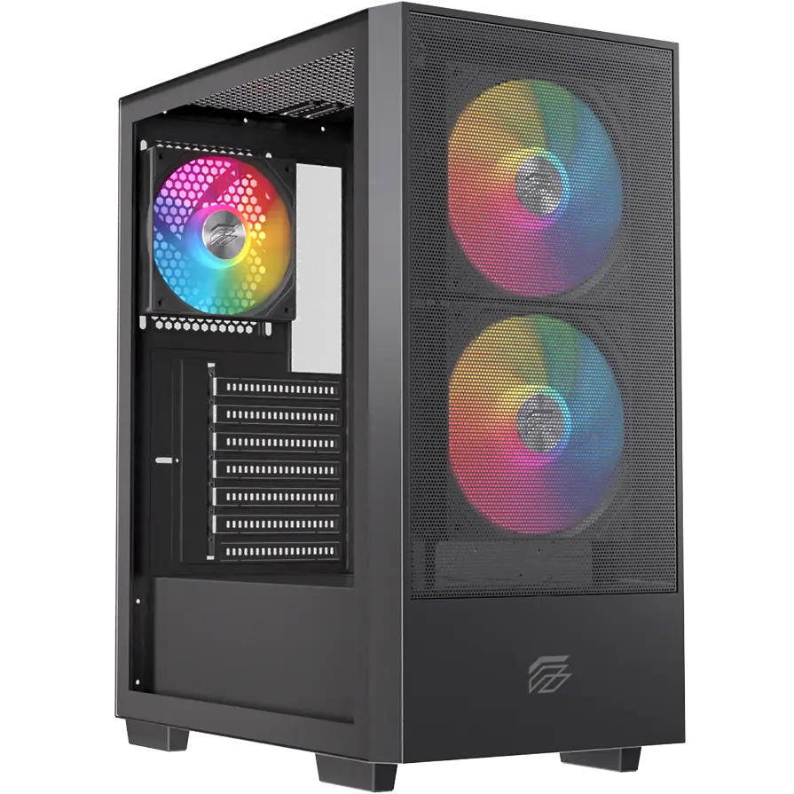 GABINETE EINAREX P100 RGB NEGRO CRISTAL TEMPLADO ATX SIN FUENTE 3 FANS INCLUIDOS - Código: EXCS-PL-100R-B | Compra en Guadalajara