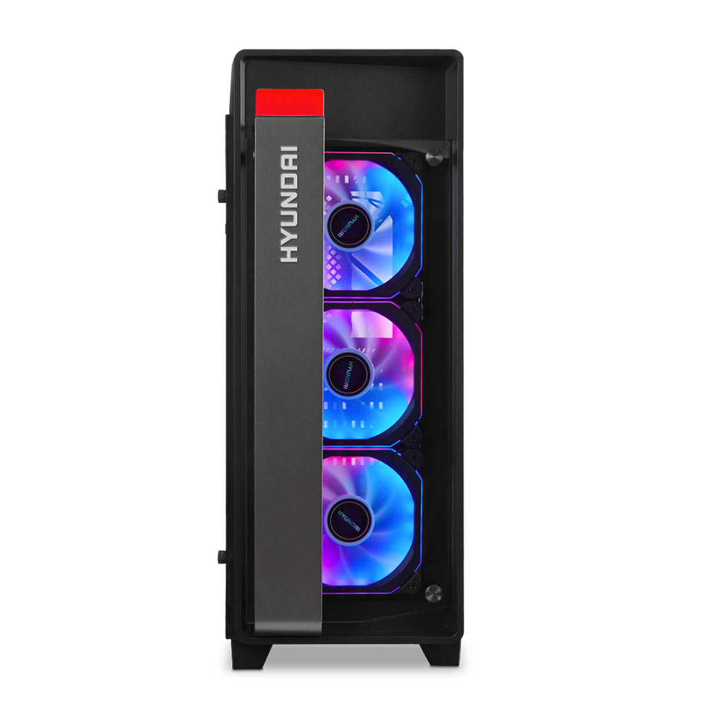 Hyundai Obsidian ATX Mid Tower Gaming Computer Case Chassis with 550W Power Supply and RGB Fans HTOBSCPS550W - Código: HTOBSCPS550W | Compra en Guadalajara