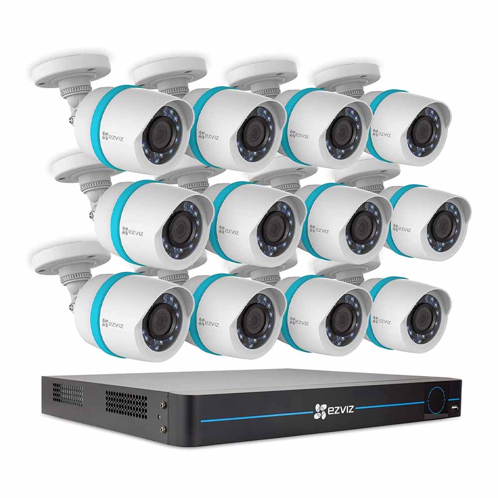 Sistema de cámaras de seguridad EZVIZ Smart Home 1080p, 12 cámaras PoE IP 1080p a prueba de intemperie, HDD de 16 TB NVR de 16 canales, visión nocturna de 100 pies, funciona con Alexa usando IFTTT - BN-1G2CA3