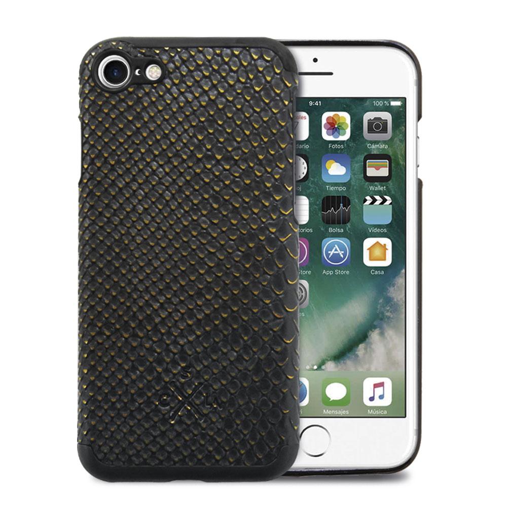 Case Study Vegan Leather Case iPhone 7  - Crocodile Black/Gold CS-7-CRC-BLKG UPC 818006021031 - CANDYWIREZ