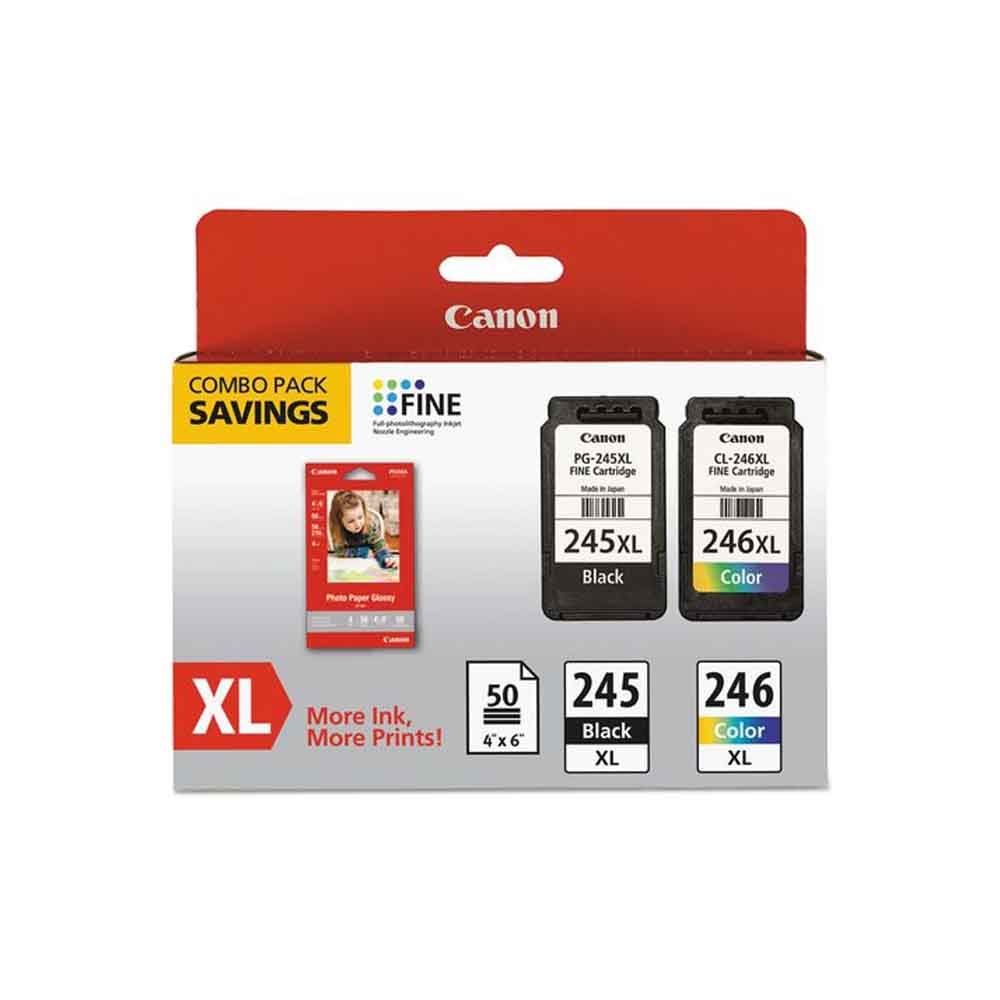 8278B005 Canon PG-245XL / CL-246XL Paquete de cartucho de tinta / kit de papel original - Negro, Color