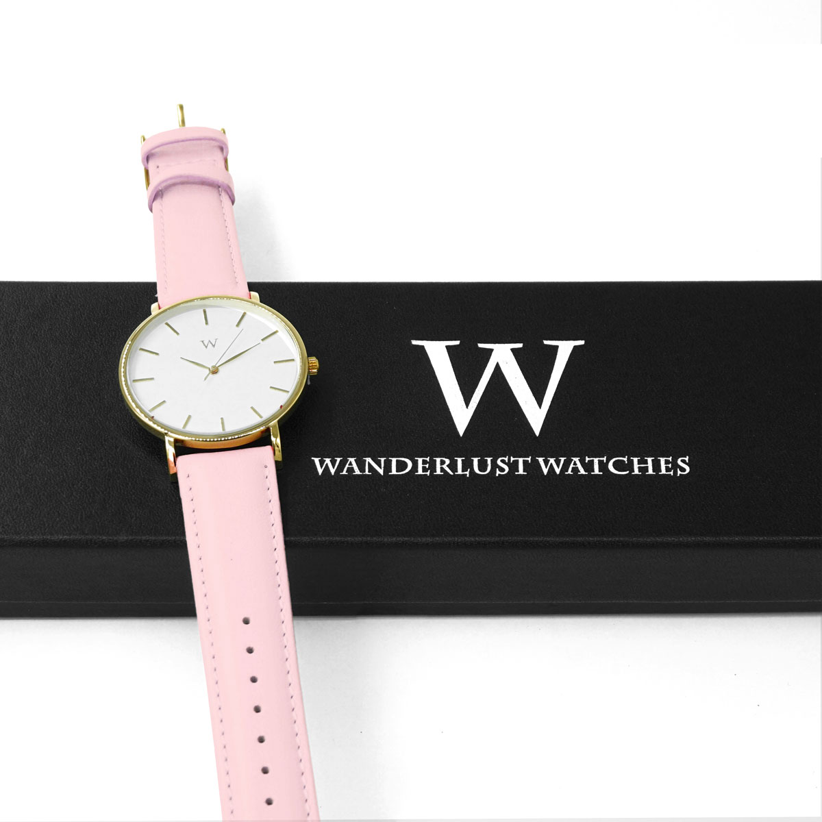 Gold Wristwatch with White Dial Pink Band 602860764285 UPC  - 602860764285