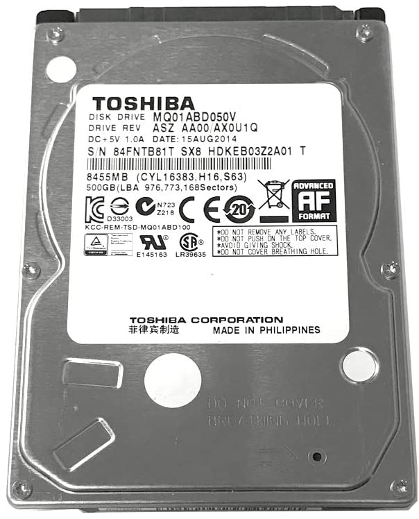 TOSHIBA 500GB 2.5 PULL 5400RPM MQ01ABD050V  UPC  - TOSHIBA