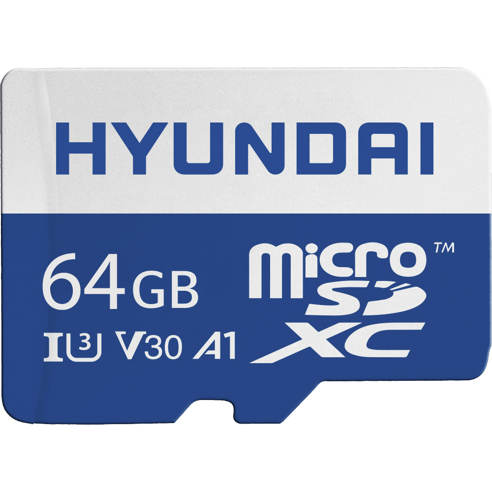 Hyundai 64GB microSDXC UHS-I Memory Card with Adapter, 90MB/s (U3) 4K Video, Ultra HD, A1, V30 SDC64GU3 UPC 810033030697 - HYUNDAI