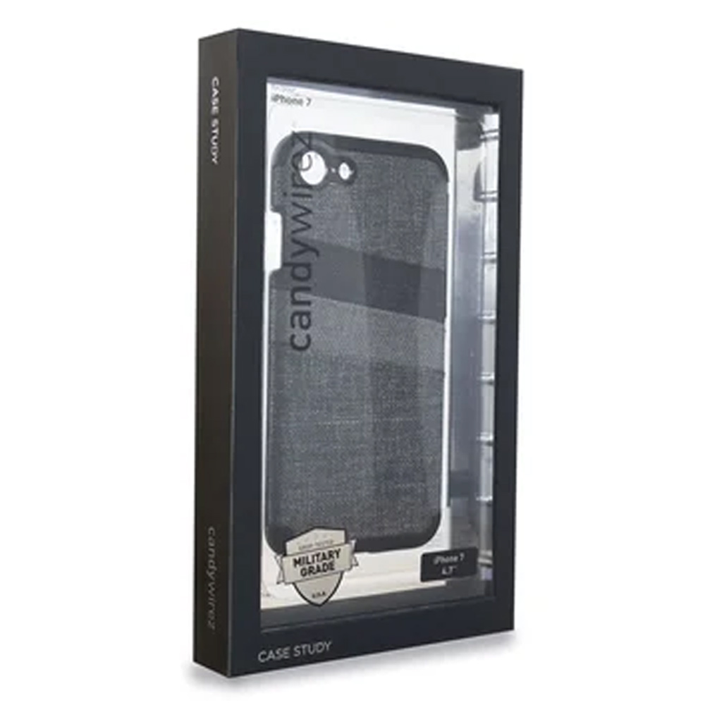Case Study Vegan Leather Case iPhone 7 - Grey w/ Slots CS-7-FAB-CCGY UPC 818006020997 - CANDYWIREZ