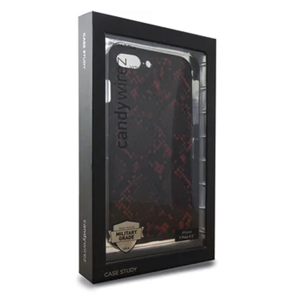 Case Study Vegan Leather Case iPhone 7 Plus - Snake Red/Black CS-7P-SNK-REDB UPC 818006021116 - CANDYWIREZ