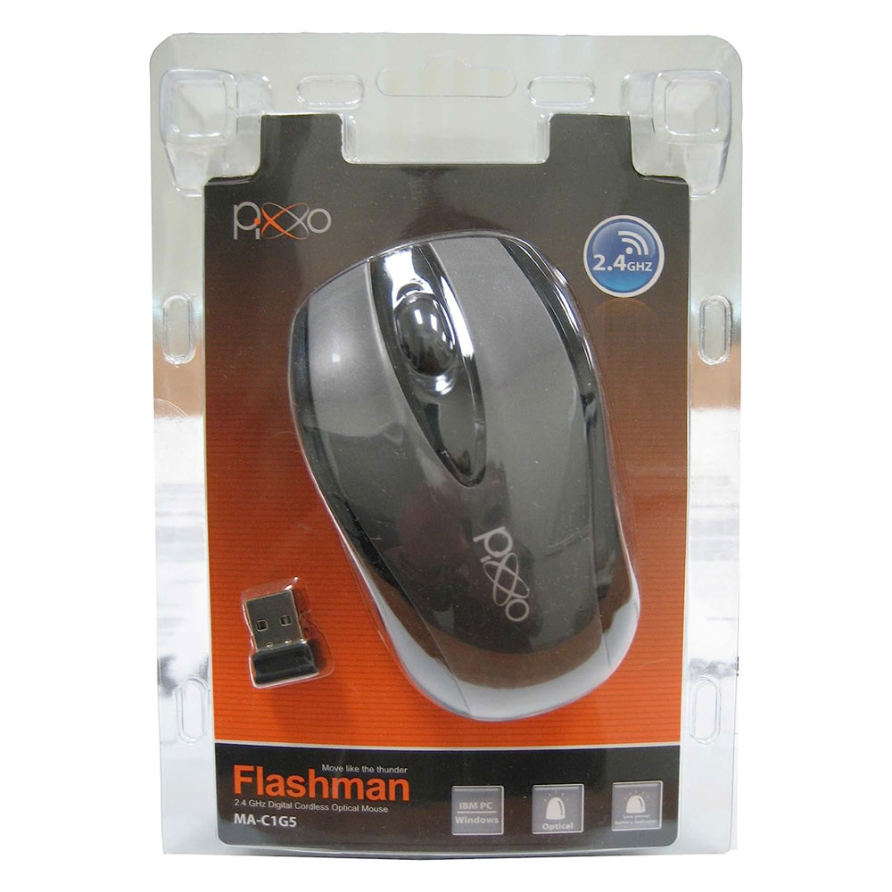 Pixxo Mouse óptico inalámbrico C133+G5, USB. Color Negro MSPIXC133G5BLK UPC  - MSPIXC133G5BLK